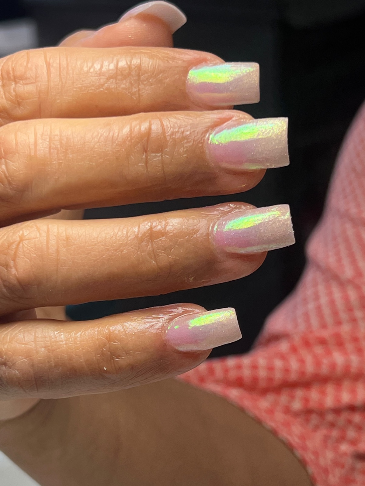 Iridescent natural square nails